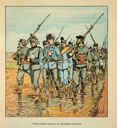 Armia Loary Eugeniusza Sergenta, dit Grenest, ilustracja Louis Bombled (1862-1927) (Wojna francusko-niemiecka; kampania 1870-1871): Freesinchers przywracający niemieckich jeńców w październiku 1870, zbiory prywatne autorstwa Louis Charles Bombled