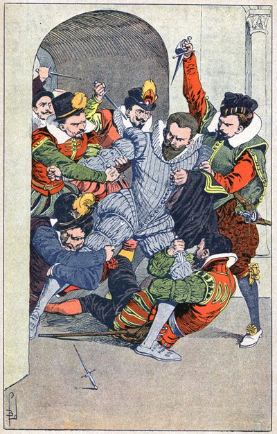 Morderstwo Henryka I, księcia Guise, w Blois w 1588 roku. autorstwa Louis Charles Bombled
