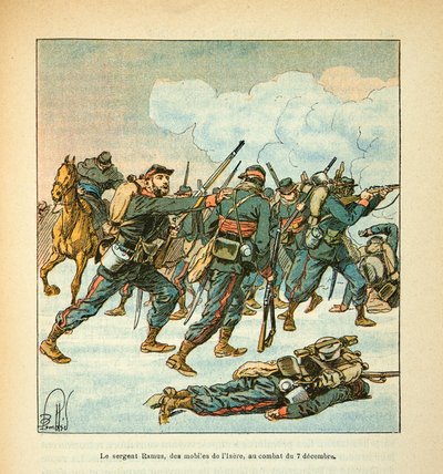 Armee nad Loarą Eugene Sergeant, znany jako Grenest, zilustrowany przez Louisa Bombleda (1862-1927) (Wojna francusko-niemiecka; kampania 1870-1871): sierżant Ramus z telefonu komórkowego Isere w bitwie 7 grudnia autorstwa Louis Charles Bombled