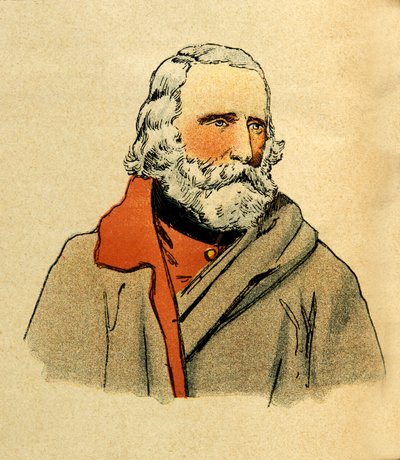 Wschodnia Armia Eugeniusza Sierżanta, znana jako Grenest, zilustrowana przez Louisa Bombleda (1862-1927) (Wojna francusko-niemiecka; kampania 1870-1871): Portret Giuseppe Garibaldiego (1807-1882), kolekcja prywatna autorstwa Louis Charles Bombled