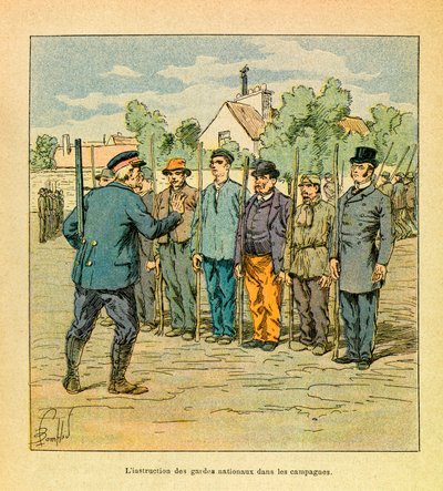 Armee Wschodnia Eugeniusza Sierżanta, zwana Grenest, ilustrowana przez Louisa Bombleda (1862-1927) (Wojna francusko-niemiecka; kampania 1870-1871): Szkolenie gwardii narodowych w kampaniach obrony terytorium, Kolekcja prywatna autorstwa Louis Charles Bombled