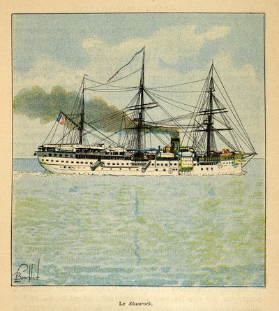 Wojna na Madagaskarze – anegdotyczna historia francuskich ekspedycji z lat 1885-1895 Henri Galli dit Galllichet (1854-1922), zilustrowana przez Louisa Bombleda (1862-1927): Statek szpitalny „Shamrock” w drodze na Madagaskar, kolekcja prywatna autorstwa Louis Charles Bombled