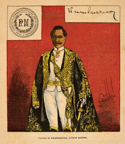Wojna na Madagaskarze – anegdotyczna historia francuskich ekspedycji 1885-1895 Henri Galli dit Galllichet (1854-1922), ilustracja Louis Bombled (1862-1927): Portret premiera Rainilaiarivony (1828-1896), kolekcja prywatna autorstwa Louis Charles Bombled