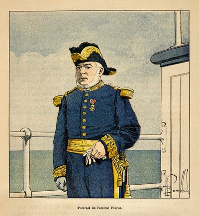 Wojna na Madagaskarze – anegdotyczna historia francuskich wypraw z lat 1885-1895 Henri Galli dit Galllichet (1854-1922), ilustracja Louis Bombled (1862-1927): Portret admirała Pierre