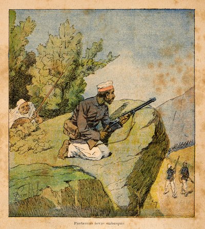 Wojna na Madagaskarze – anegdotyczna historia francuskich ekspedycji z lat 1885-1895 Henri Galli dit Galllichet (1854-1922), ilustracja Louis Bombled (1862-1927): Hovas Ambushes, kolekcja prywatna autorstwa Louis Charles Bombled