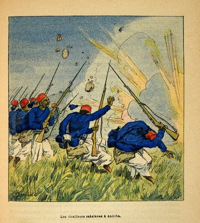 Wojna na Madagaskarze – anegdotyczna historia francuskich ekspedycji z lat 1885-1895 Henri Galli dit Galllichet (1854-1922), ilustracja Louis Bombled (1862-1927): Kolekcja prywatna autorstwa Louis Charles Bombled