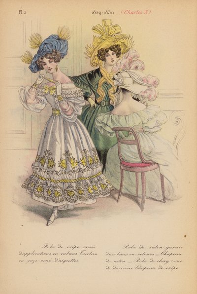 Moda francuska: 1829-1830, Karol X (kolorowa litografia) autorstwa Louis Colas
