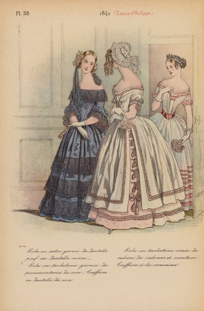 Francuska moda: 1842, Louis-Philippe (kolorowa litografia) autorstwa Louis Colas