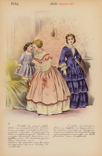 Moda francuska: 1853, Napoleon III (kolorowa litografia) autorstwa Louis Colas