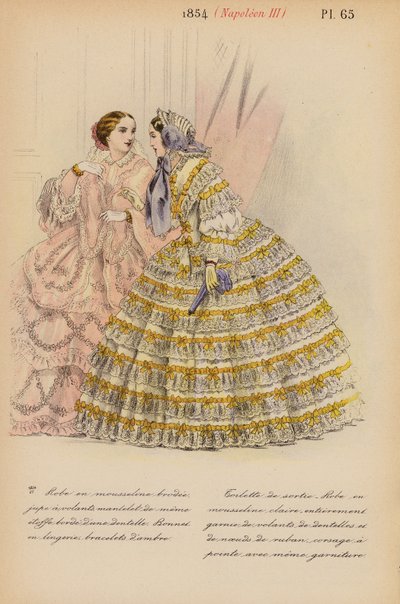 Moda francuska: 1854, Napoleon III (kolorowa litografia) autorstwa Louis Colas