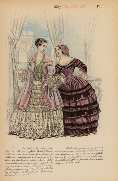 Moda francuska: 1857, Napoleon III (kolorowa litografia) autorstwa Louis Colas