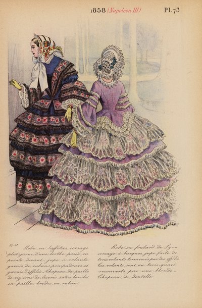 Francuska moda: 1858, Napoleon III (kolorowa rycina) autorstwa Louis Colas