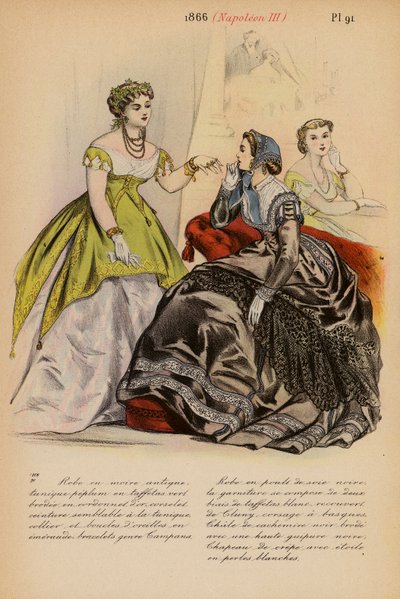 Moda francuska: 1866, Napoleon III (kolorowa litografia) autorstwa Louis Colas