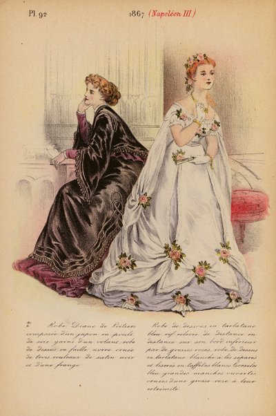 Moda francuska: 1867, Napoleon III (kolorowa litografia) autorstwa Louis Colas