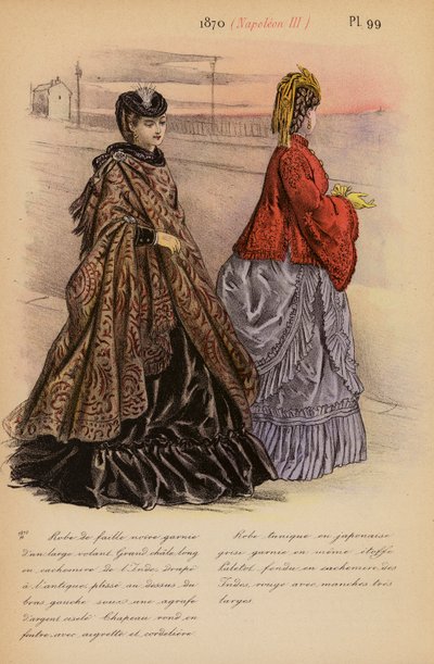 Moda francuska: 1870, Napoleon III (kolorowa litografia) autorstwa Louis Colas