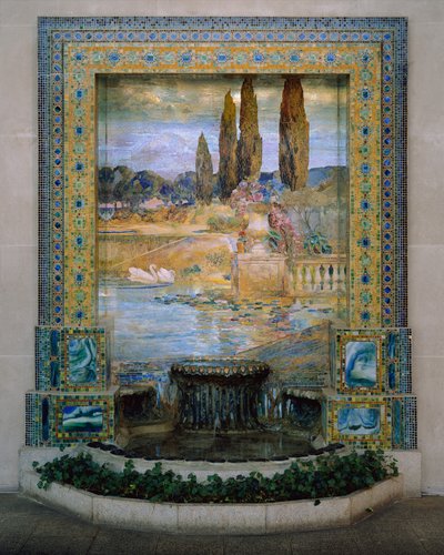 Krajobraz ogrodowy, c.1905-15 (favrile-szklana mozaika) autorstwa Louis Comfort Tiffany