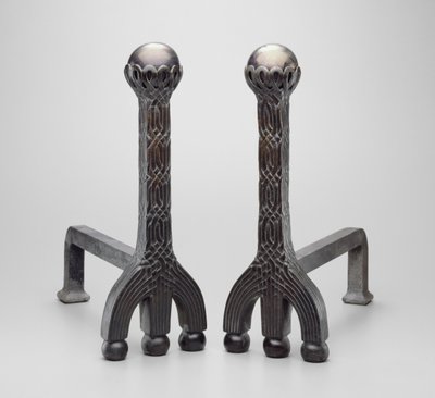 Para andironów, ok. 1892/1902 (brąz ze szkłem favrile) autorstwa Louis Comfort Tiffany