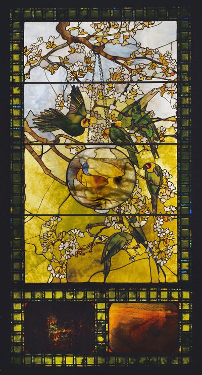 Papużki i Złota Rybka, ok. 1893 r. autorstwa Louis Comfort Tiffany