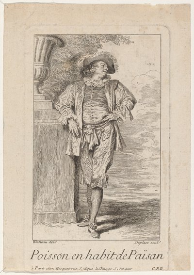 Ryba w sukience Paisana autorstwa Louis Deplaces after Antoine Watteau