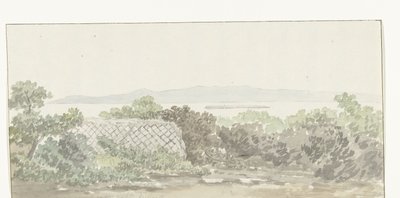 Gezicht op de ruïne van het teatr w Brindisi Widok pozostałości Teatru Taranto (tytuł na obiekcie) Podróże po Włoszech, Sycylii i Malcie - 1778 (tytuł serii) autorstwa Louis Ducros