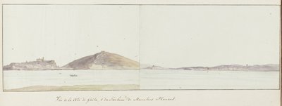 Gezicht op kust van Gaeta en mauzoleum van Munatius Plancus (Lucio Munazio Planco) Vue de la Côte de Gaëta i du Tombeau de Munatius Plancus (tytuł obiektu) Voyage en Italie, en Sicile et à Malte - 1778 (tytuł serii) autorstwa Louis Ducros