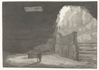 Jaskinia Fontein w de oude stad Manduria Jaskinia i Fontanna Mandurian wzmiankowana w Pliniuszu Podróże po Włoszech, Sycylii i Malcie - 1778 (tytuł serii) autorstwa Louis Ducros