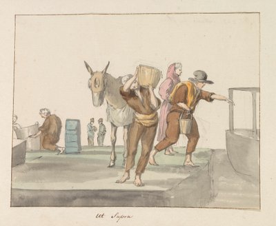 Tradycyjne stroje wyspy Gozo Costume de Ghozo (tytuł na obiekcie) Voyage en Italy i Sicile et à Malte - 1778 (tytuł serii) autorstwa Louis Ducros