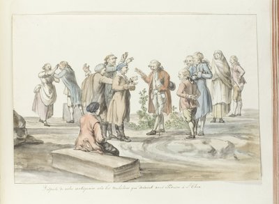 Negocjacje między przewodnikiem grupy wycieczek a kierowcami mułów, z którymi jadą do Etna Dispute de notre antiquaire avec les muletiers qui devaient nous conduire à L