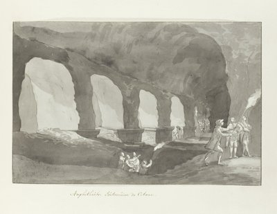 Underground van het amfiteatr van Catanië Amfiteatr Katanii (tytuł na obiekcie) Podróże po Włoszech, Sycylii i Malcie - 1778 (tytuł serii) autorstwa Louis Ducros