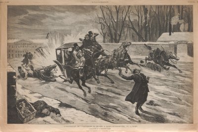 Zabójstwo cara Aleksandra II w Petersburgu, 1881 r. autorstwa Louis Dünki