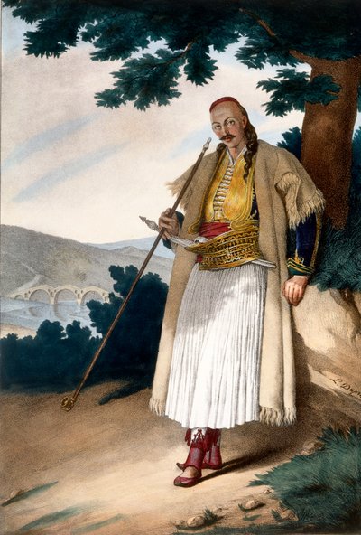 Grecki ogrodnik lub domownik - tabliczka X, rytowana przez Lemerciera z „Podróży do Aten i Konstantynopola”, napisana i zilustrowana przez Dupre, 1828 autorstwa Louis Dupré