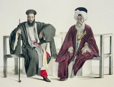 Grecki ksiądz i Turk, ryty przez braci Thierry, 1825 autorstwa Louis Dupré