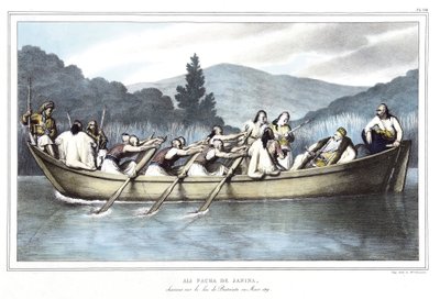 Ali Pasha de Janina (1741-1822), polowanie nad jeziorem Butrinto w marcu 1819 r. w „Podróży do Aten i Konstantynopola”, czyli zbiór greckich i osmańskich portretów, widoków i kostiumów, malowanych na miejscach po naturze, litografie i kolorystykach Ludwika autorstwa Louis Dupré