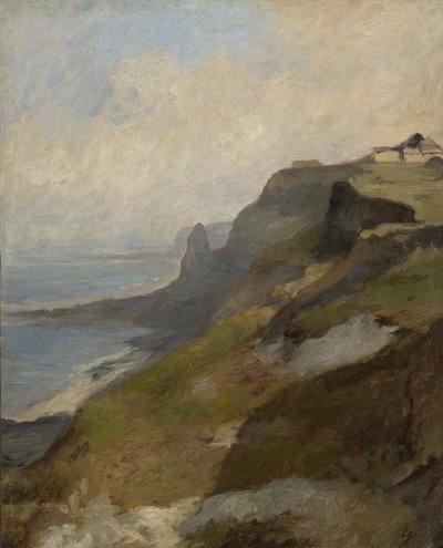 Klify Normandii, ok. 1850 (olej na desce z miazgi drzewnej, zamontowany na masonite) autorstwa Louis Eugene Gabriel Isabey