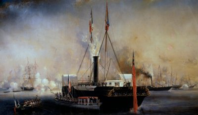 Król Ludwik Filip I i królowa Francji spotykają królową Wiktorię i księcia Alberta, którzy przybyli do Treport 2 września autorstwa Louis Eugene Gabriel Isabey