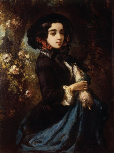 Portret damy, ok. 1860-65 (olej na płótnie) autorstwa Louis Eugene Gabriel Isabey