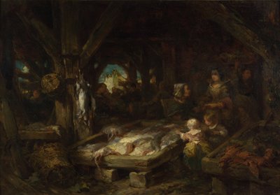 Targ Rybny, Dieppe, 1845 autorstwa Eugene Isabey