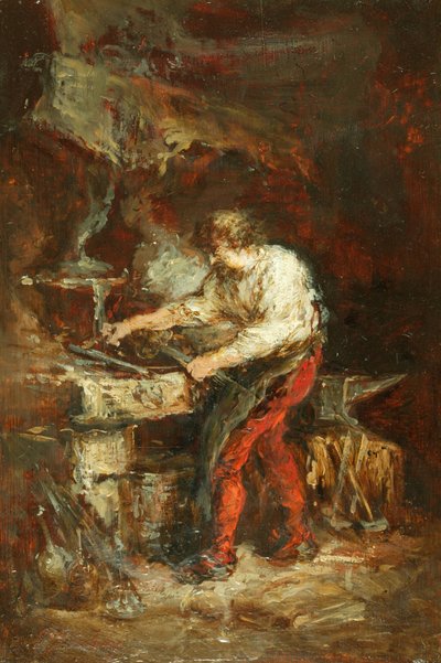 Kuźnia (olej na desce) autorstwa Louis Eugene Gabriel Isabey