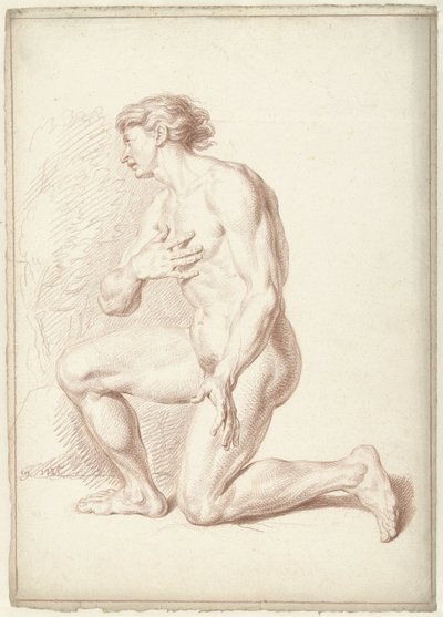 Akt męski, klęczący, twarzą w lewo autorstwa Louis Fabritius Dubourg
