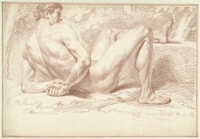 Akt męski, leżący, ręce za plecami autorstwa Louis Fabritius Dubourg