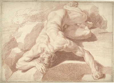 Akt męski, leżący na brzuchu, skrócony autorstwa Louis Fabritius Dubourg