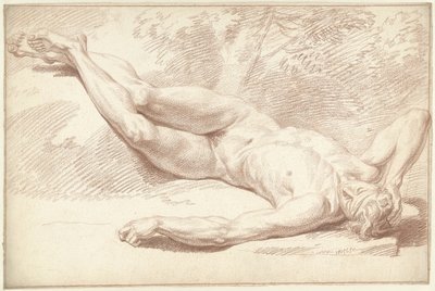 Akt męski, leżący na plecach, twarzą w prawo autorstwa Louis Fabritius Dubourg