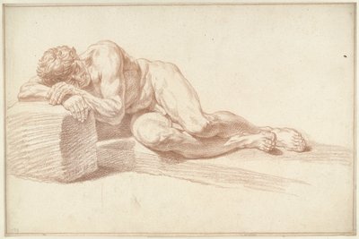 Akt męski, leżący na boku, przodem do lewej autorstwa Louis Fabritius Dubourg