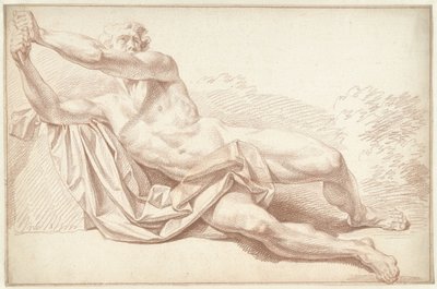 Akt męski, leżący na boku, przodem do lewej autorstwa Louis Fabritius Dubourg