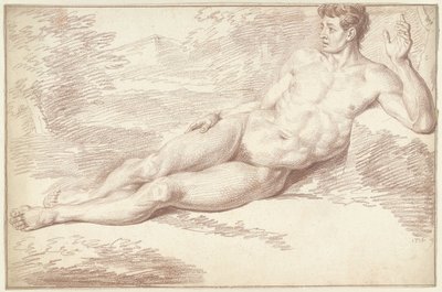 Akt męski, leżący na boku, skierowany w prawo autorstwa Louis Fabritius Dubourg