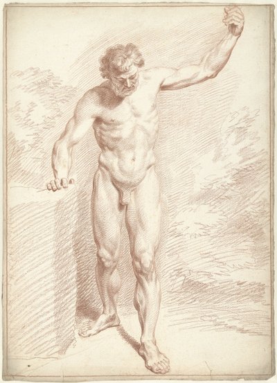 Akt męski, stojący, lewe ramię uniesione autorstwa Louis Fabritius Dubourg
