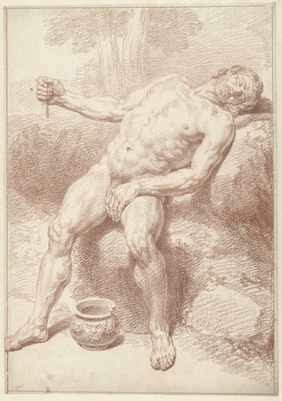 Akt męski, siedzący, leżący autorstwa Louis Fabritius Dubourg
