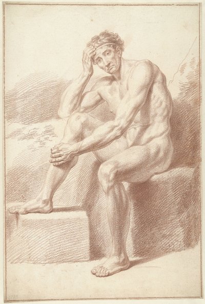 Akt męski, siedzący ze zgiętymi kolanami autorstwa Louis Fabritius Dubourg