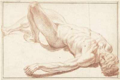 Studium aktu męskiego, leżącego na plecach, z wyprostowaną nogą autorstwa Louis Fabritius Dubourg