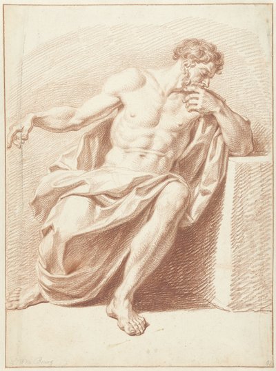 Studium siedzącego mężczyzny ze złożonymi draperiami autorstwa Louis Fabritius Dubourg
